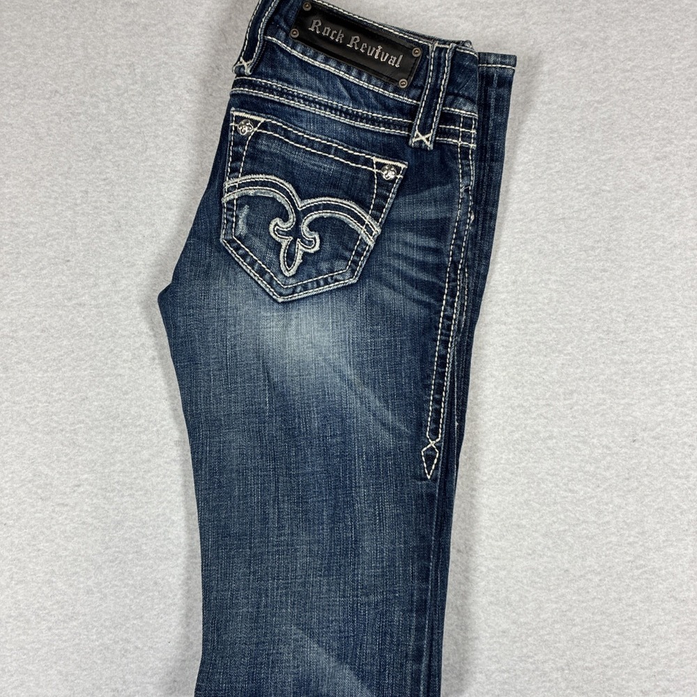 Rock Revival "Alanis" Women's Boot Denim Blue Jeans Size 25 (28x33) Western